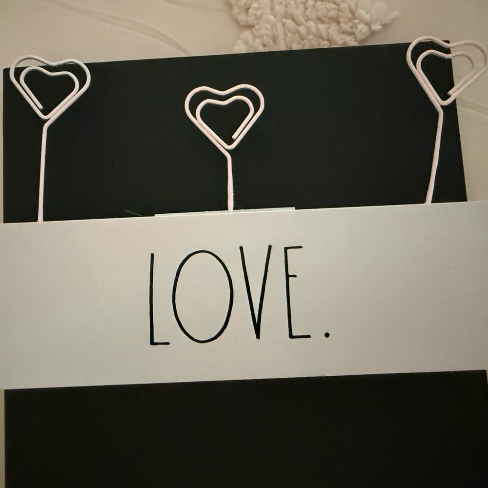 Pink and Black Love Sign with Heart Clips